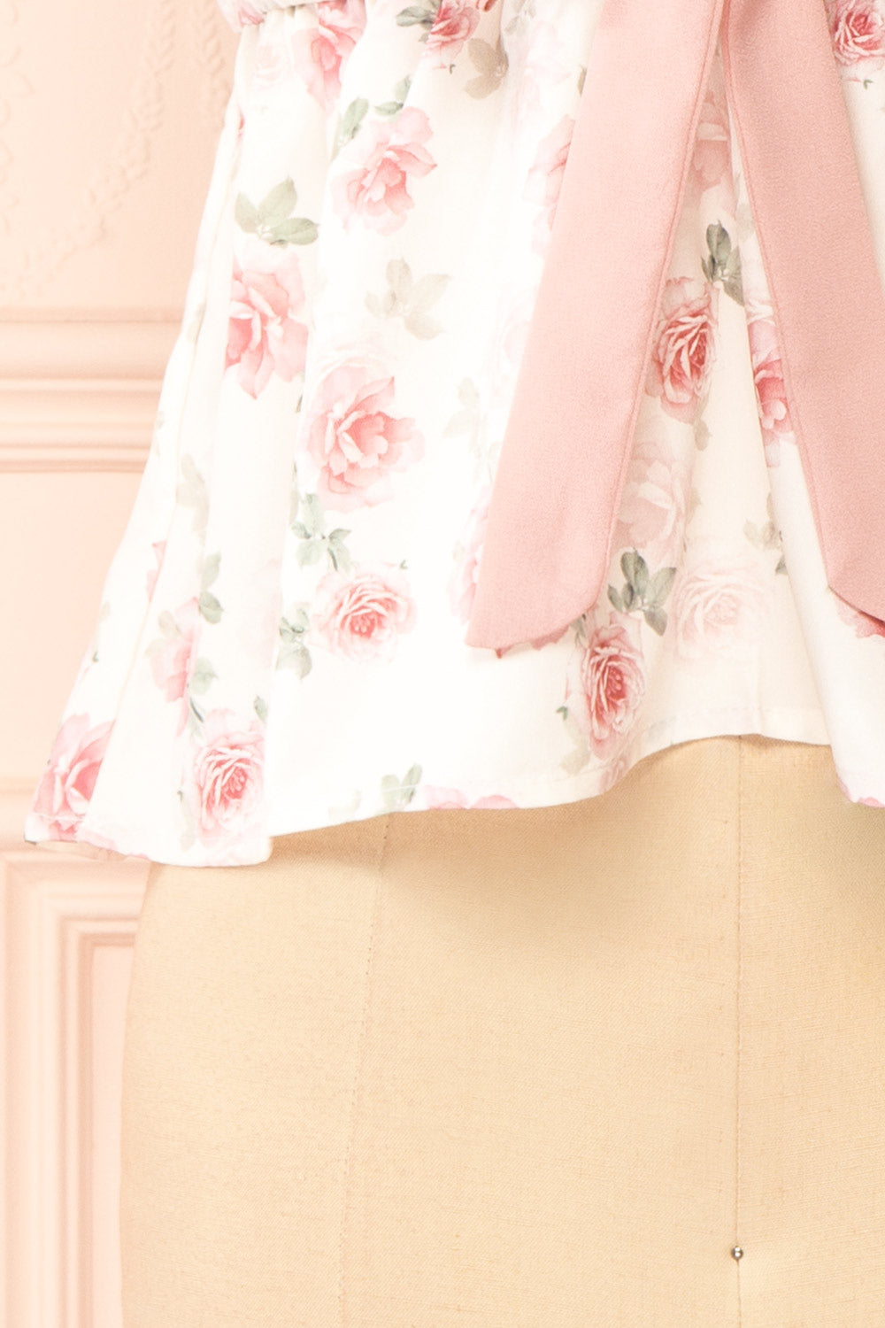 Terri Pink Floral Top w/ Ribbon | Boutique 1861  bottom