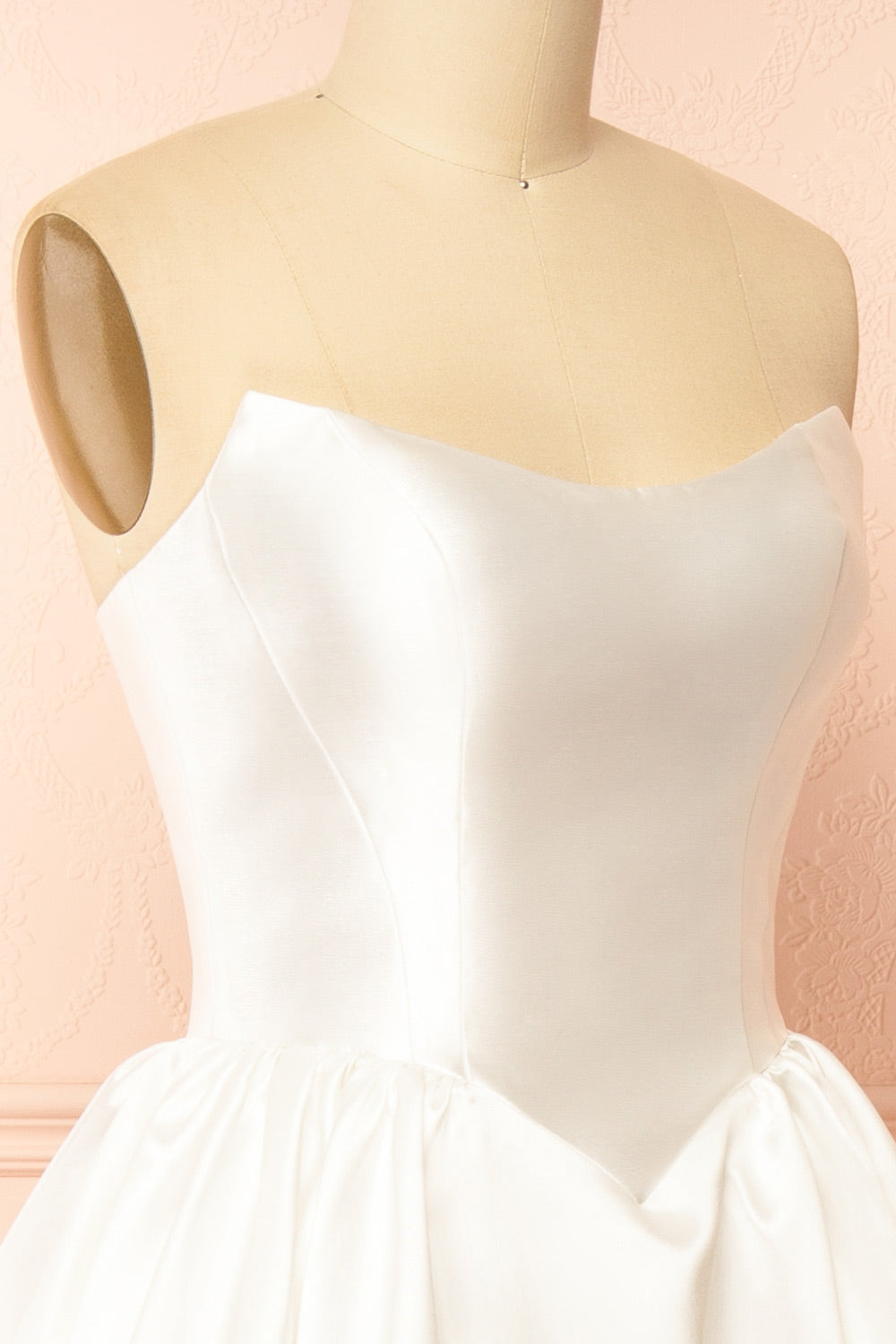 Thalania Long White Satin Dress with Fitted Bodice and Pockets | Boudoir 1861 side