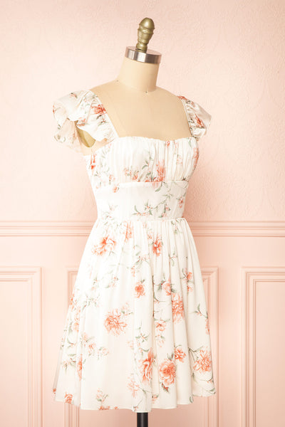Thalia Pink Short Floral Patterned Dress | Boutique 1861  side view