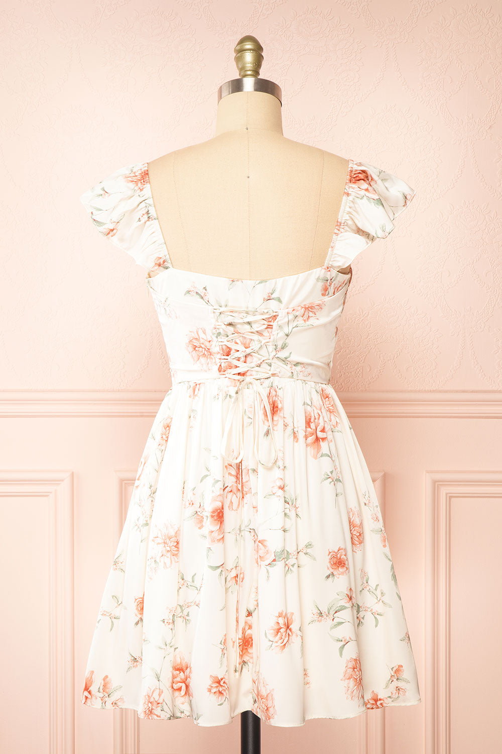 Thalia Pink Short Floral Patterned Dress | Boutique 1861  back view