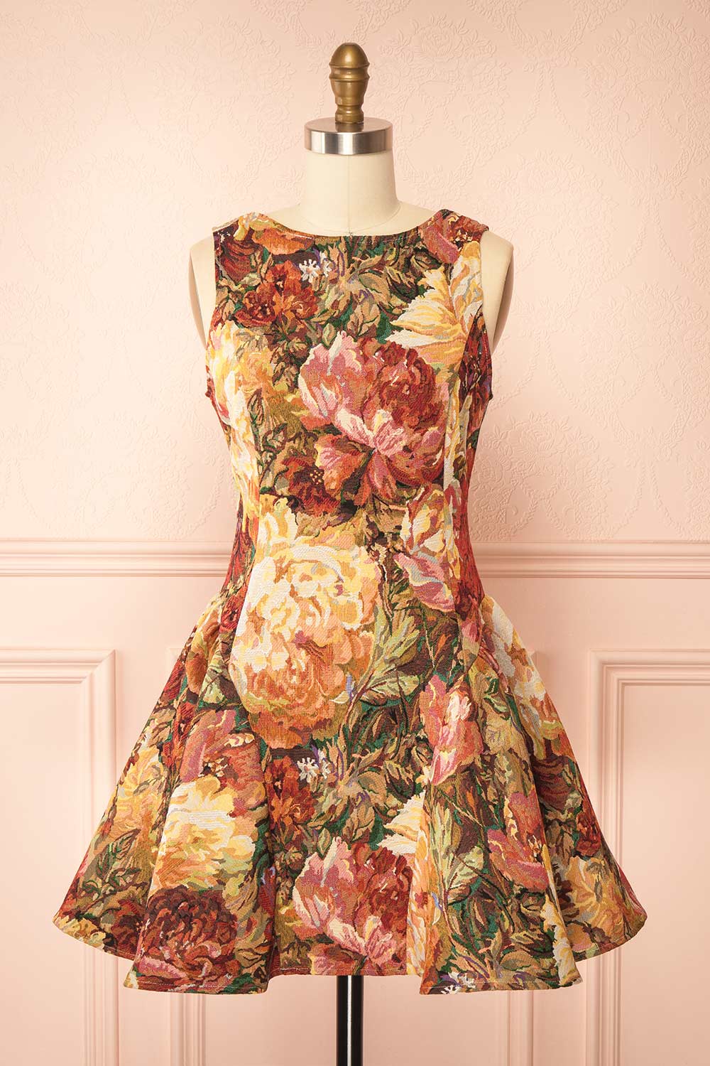Thalira Floral Jacquard A-Line Mini Dress | Boutique 1861