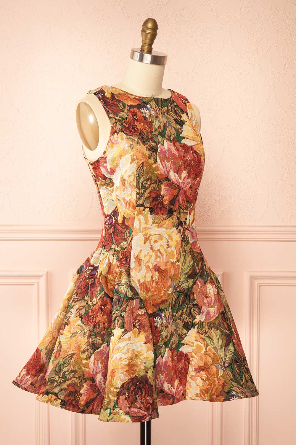 Thalira Floral Jacquard A-Line Mini Dress | Boutique 1861 side view