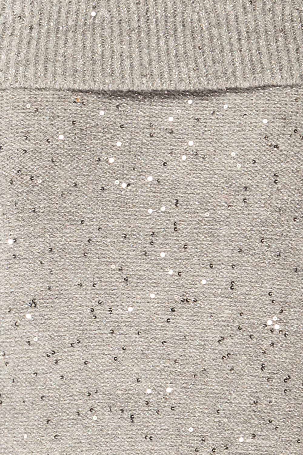 Thaloura Grey Off-Shoulder Sweater with Sequins | La petite garçonne fabric 