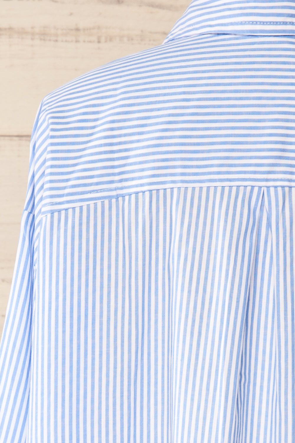 Thame Blue Striped Shirt with Floral Pocket | La petite garçonne back