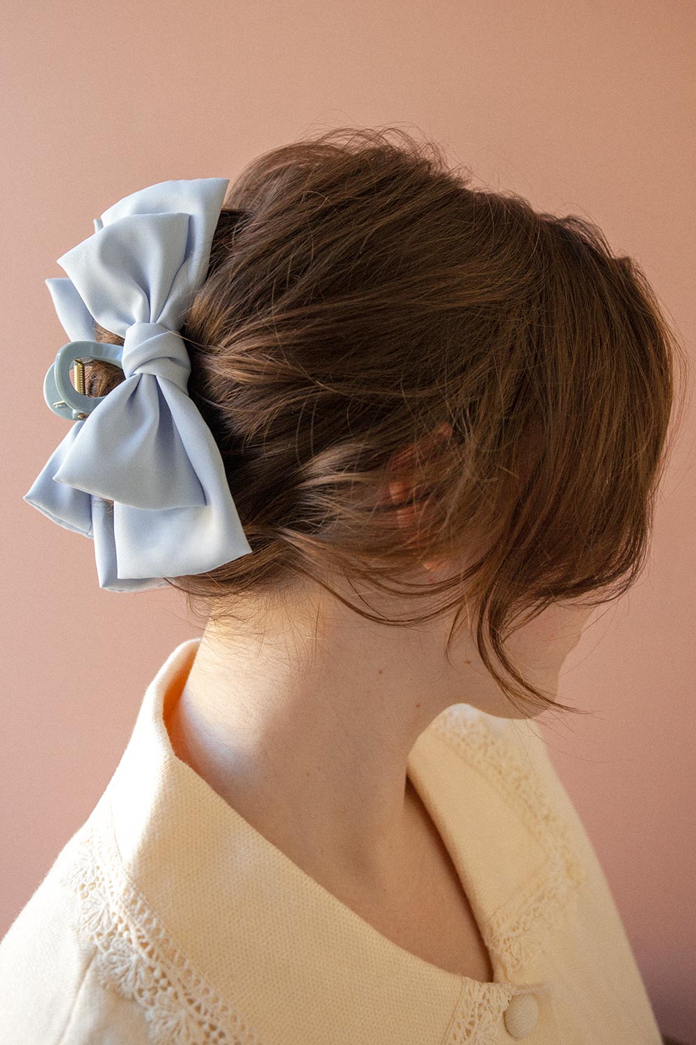 Thana Blue Hair Claw w/ Satin Bow | Boutique 1861 model