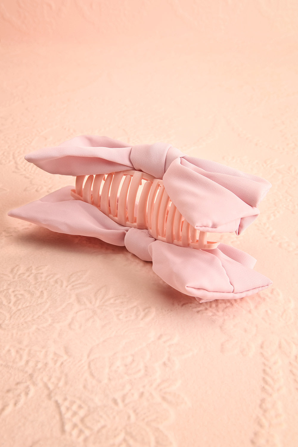  Thana Pink Hair Claw w/ Satin Bow | Boutique 1861 flat view