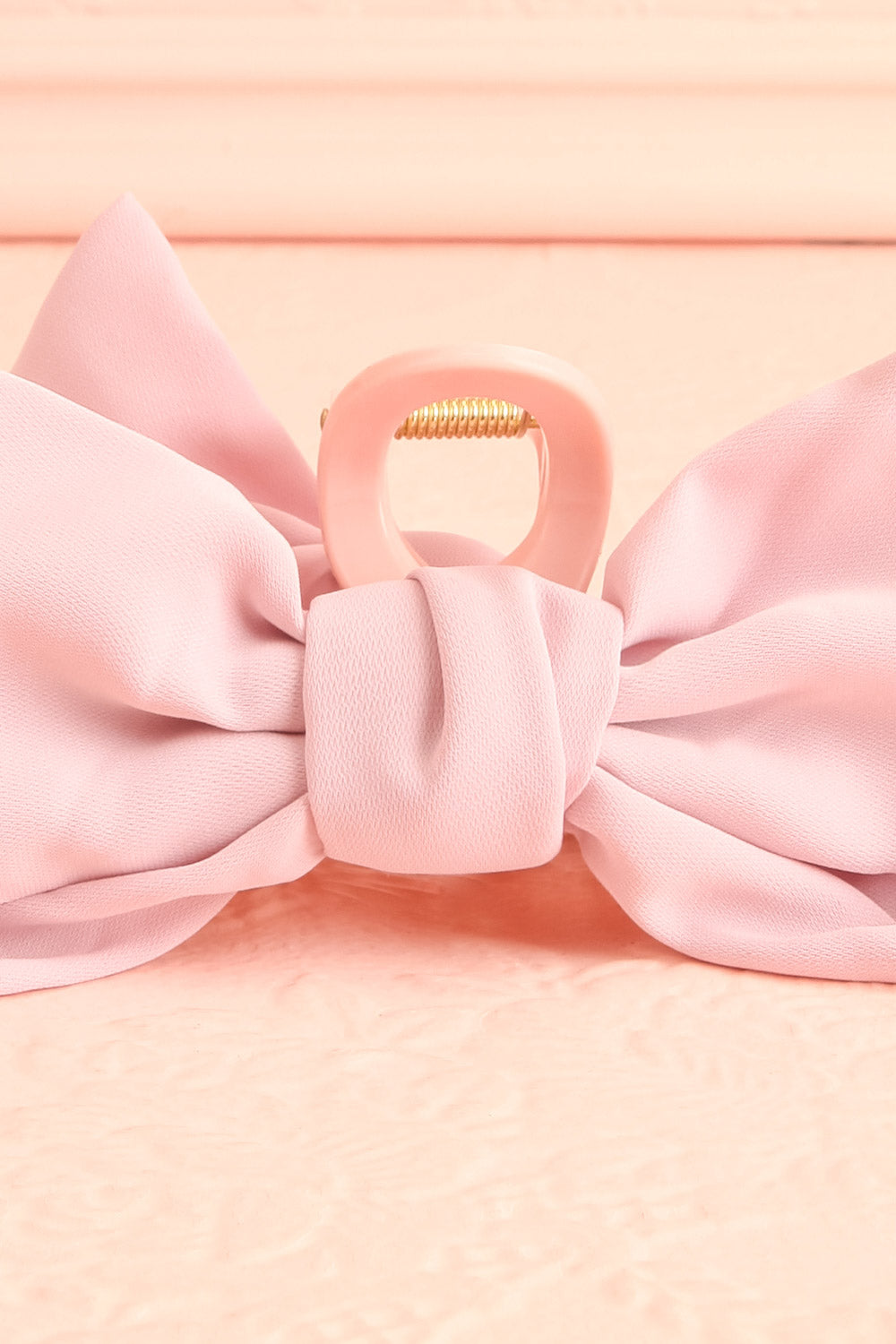 Thana Pink Hair Claw w/ Satin Bow | Boutique 1861 close-up
