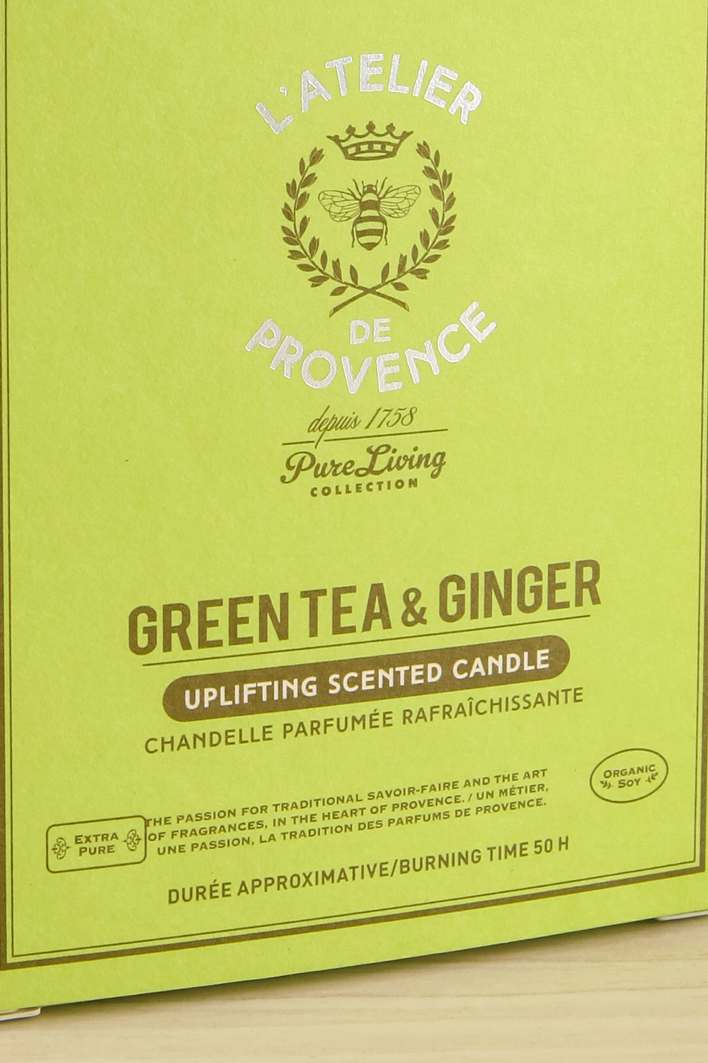 Green Tea and Ginger | Candle by L'Atelier de Provence | maison garçonne   close-up