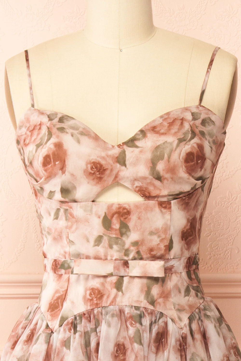 Themis Long Floral Dress with Sweetheart Neckline | Boutique 1861 front