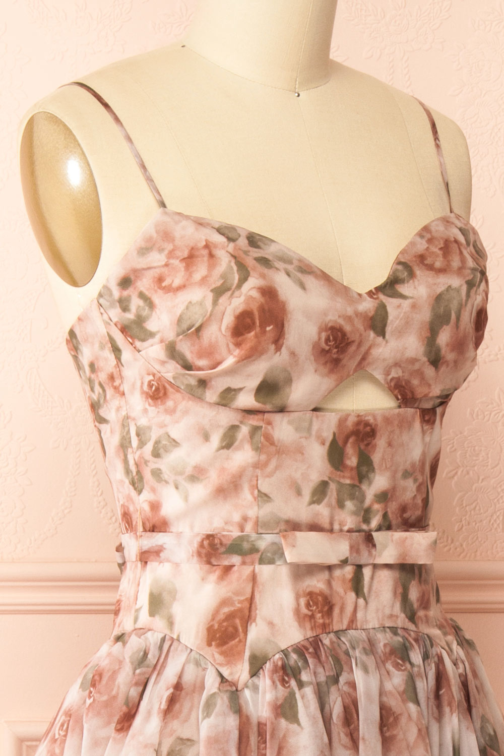 Themis Long Floral Dress with Sweetheart Neckline | Boutique 1861 side