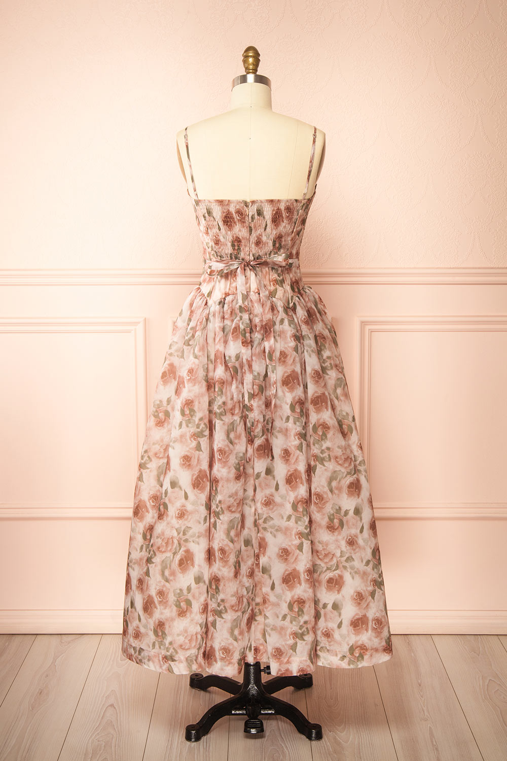 Themis Long Floral Dress with Sweetheart Neckline | Boutique 1861 back view