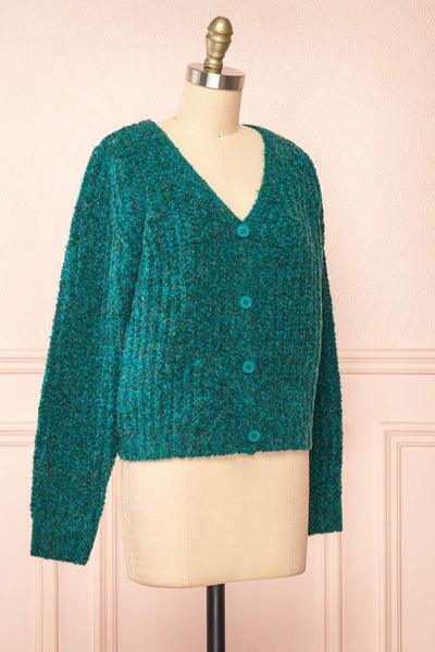Thessi Green Button-Up Thick Knit Cardigan | Boutique 1861 side view