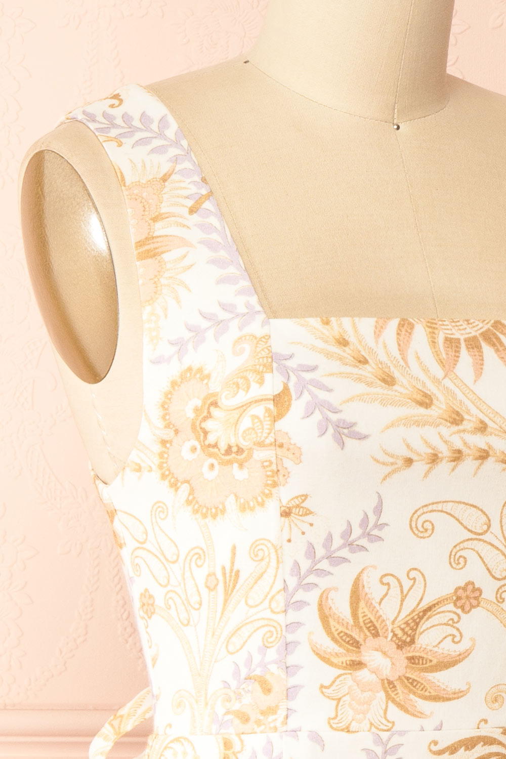 Thomasina Floral Short Dress with Lace-up Back | Boutique 1861 side 