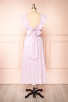 Thora Lilac Midi Dress w/ Floral Embroidery | Boutique 1861 back view