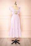 Thora Lilac Midi Dress w/ Floral Embroidery | Boutique 1861 side view
