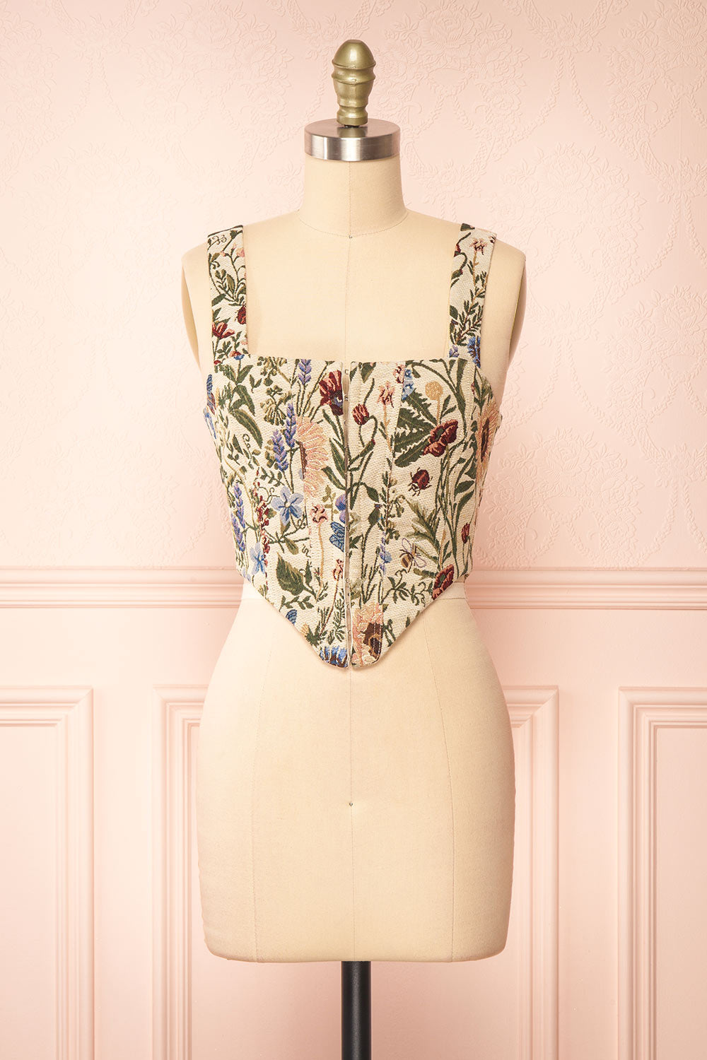 Thorence Cropped Floral Corset Top | Boutique 1861 front view