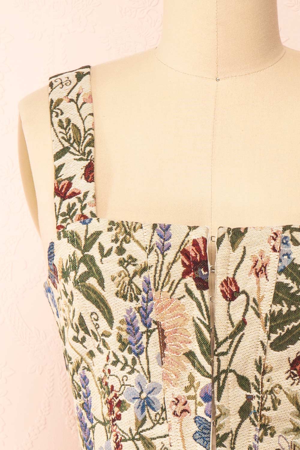 Thorence Cropped Floral Corset Top | Boutique 1861 front close-up