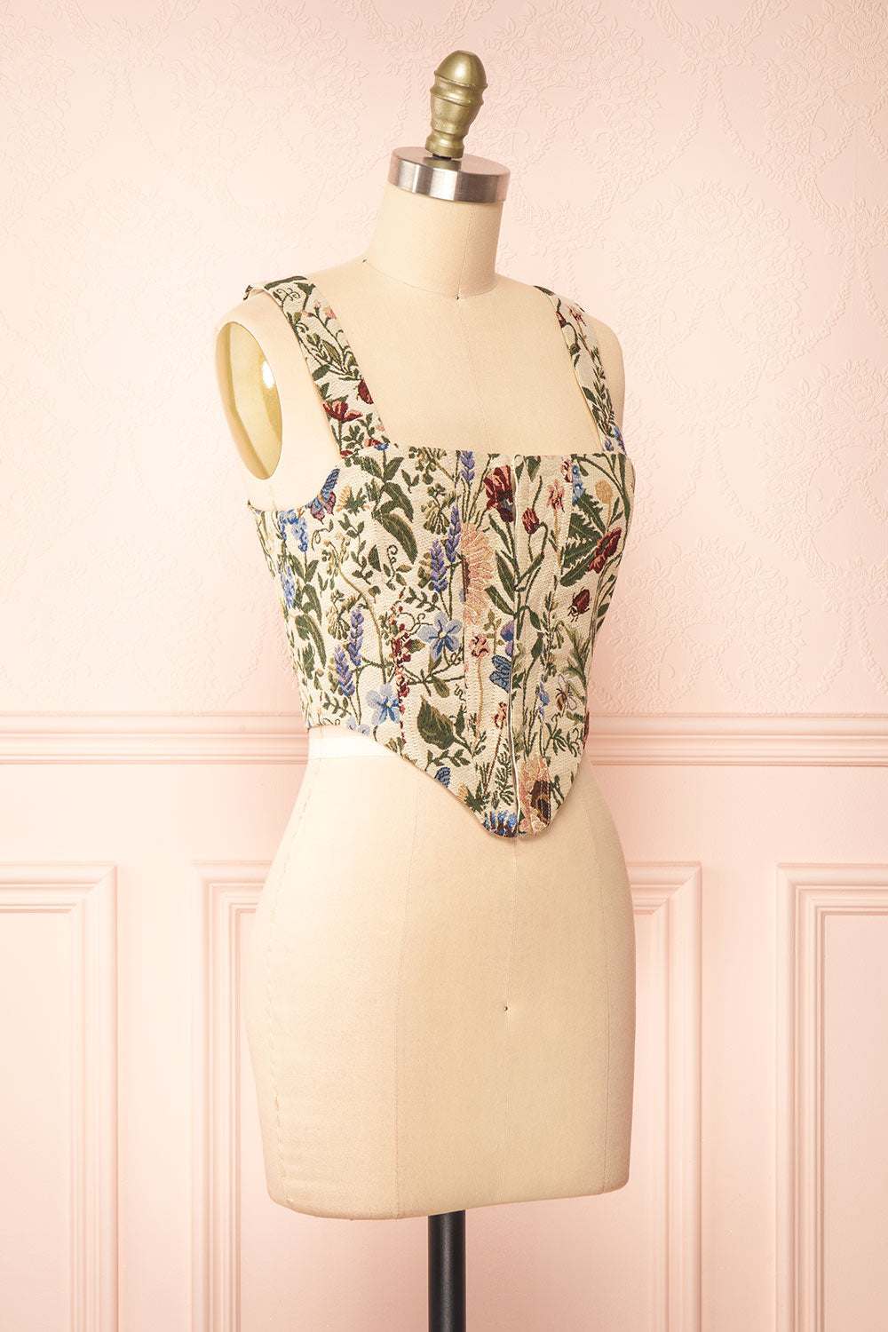Thorence Cropped Floral Corset Top | Boutique 1861 side view
