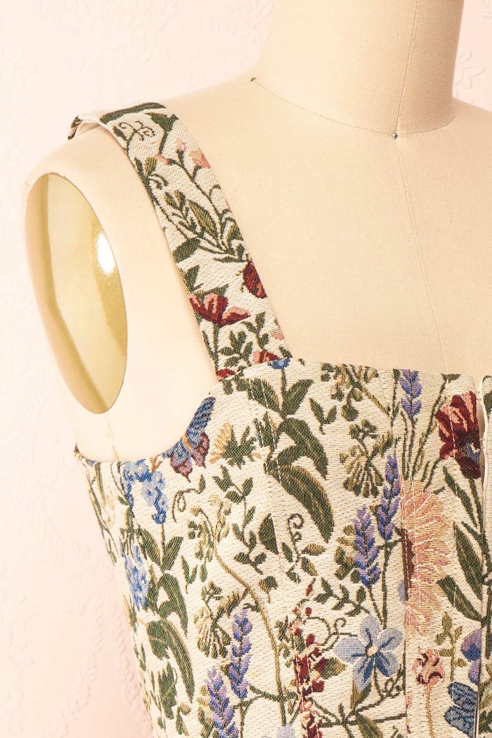Thorence Cropped Floral Corset Top | Boutique 1861 side close-up