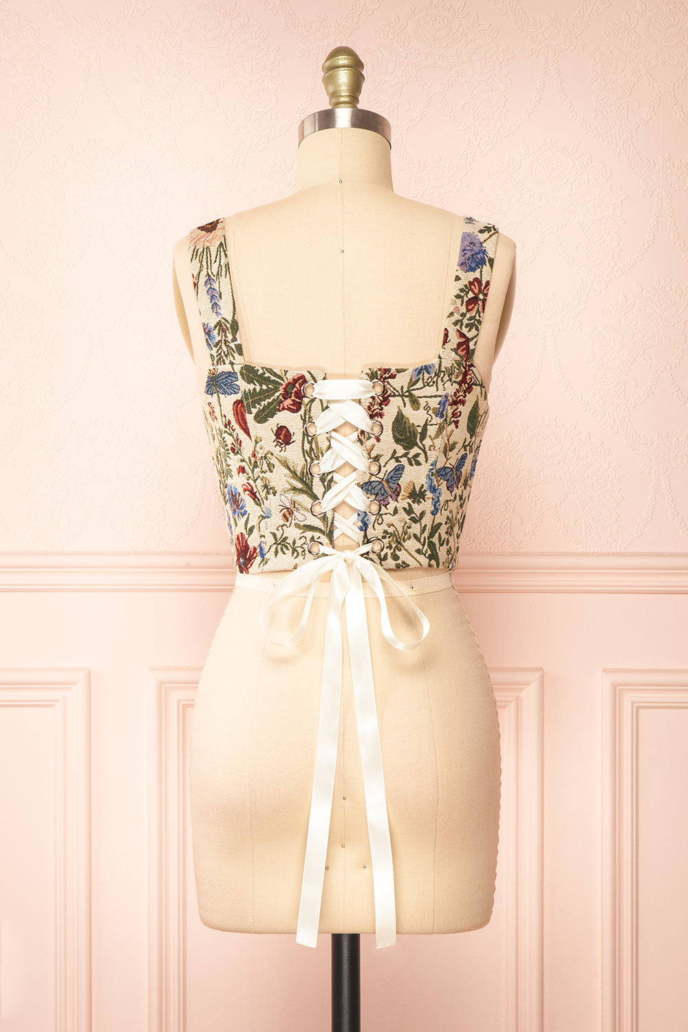 Thorence Cropped Floral Corset Top | Boutique 1861 back view