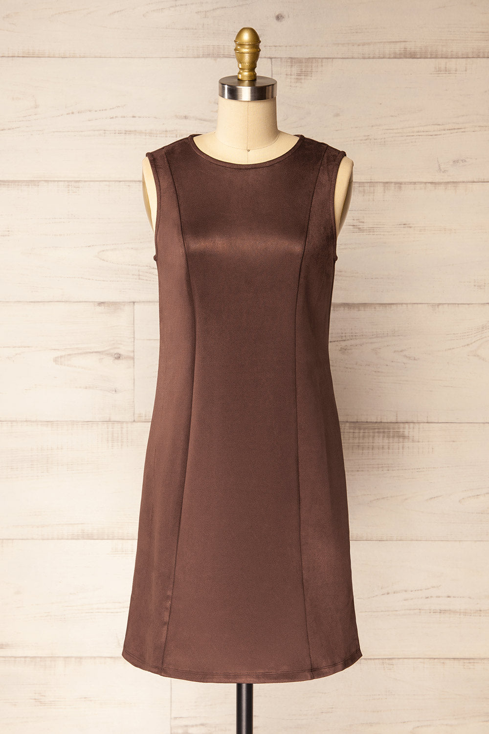 
Tilche Brown Short Suede Dress | La petite garçonne front view