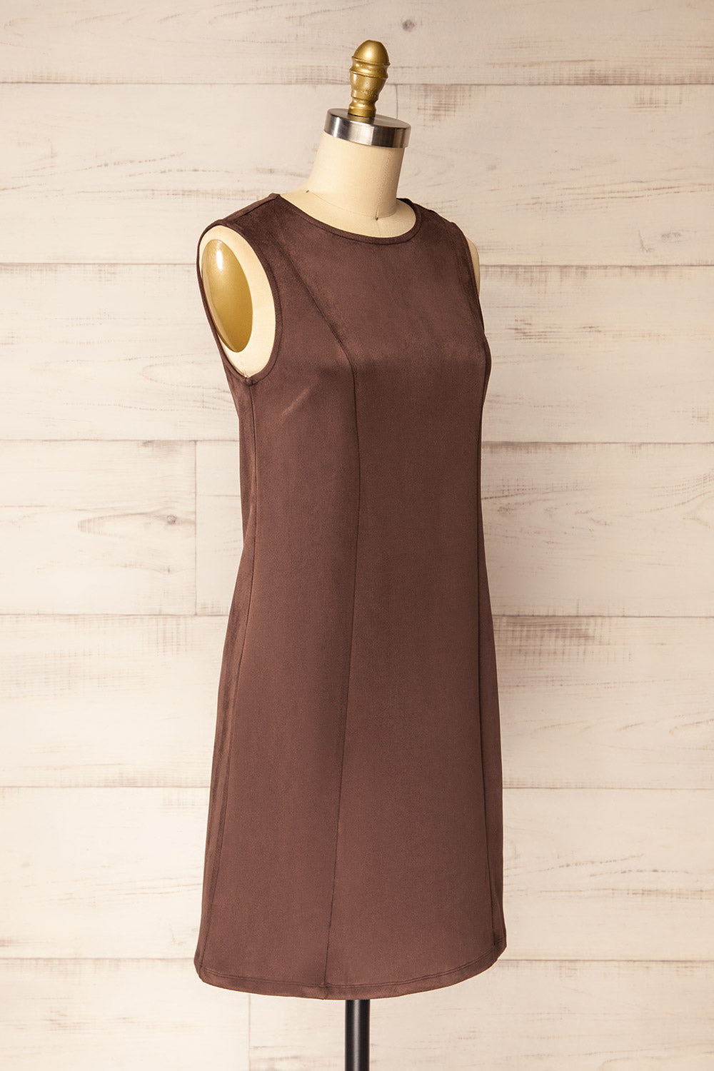 
Tilche Brown Short Suede Dress | La petite garçonne side view