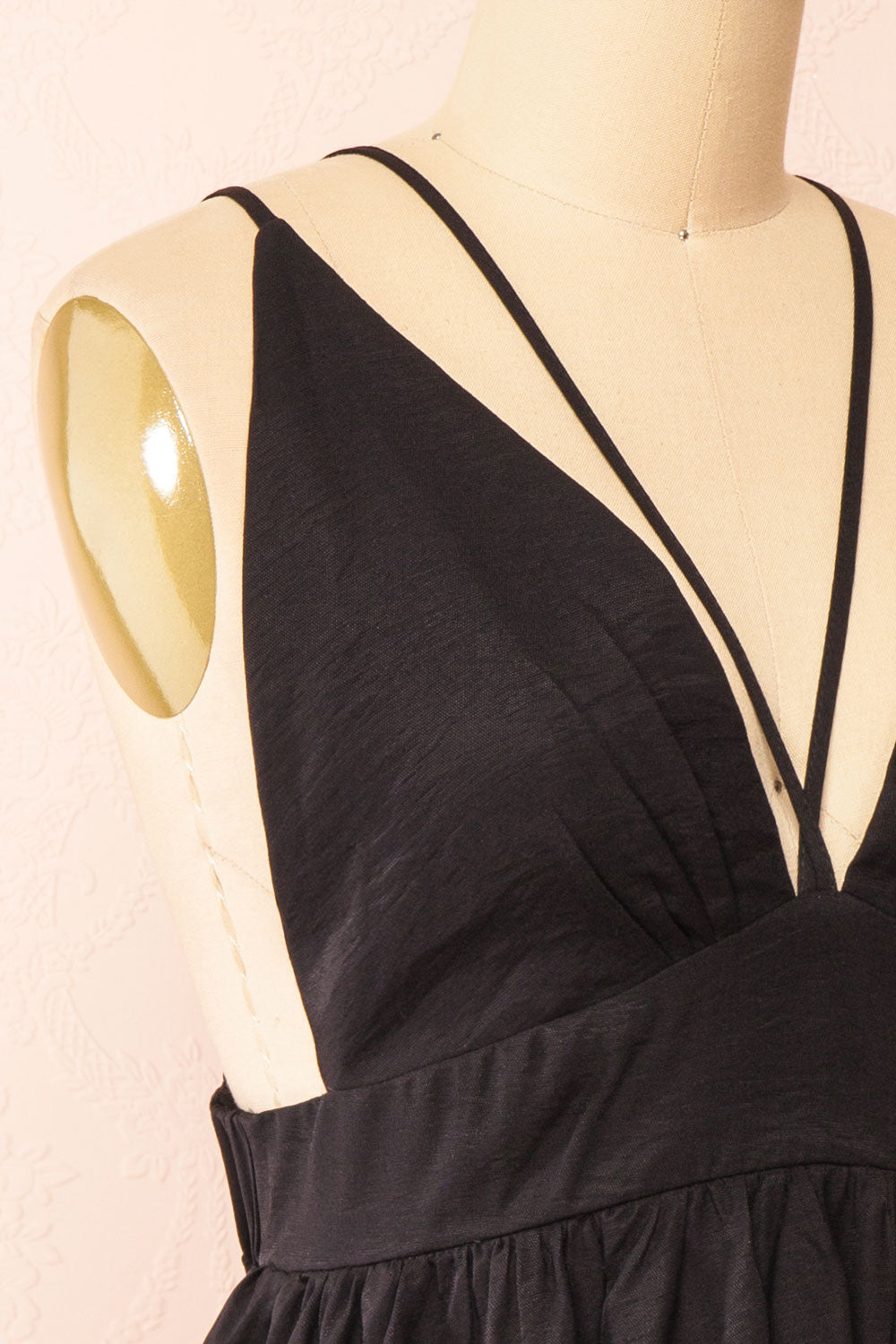 Tillie Short Black Plunging Neckline Dress | Boutique 1861  side