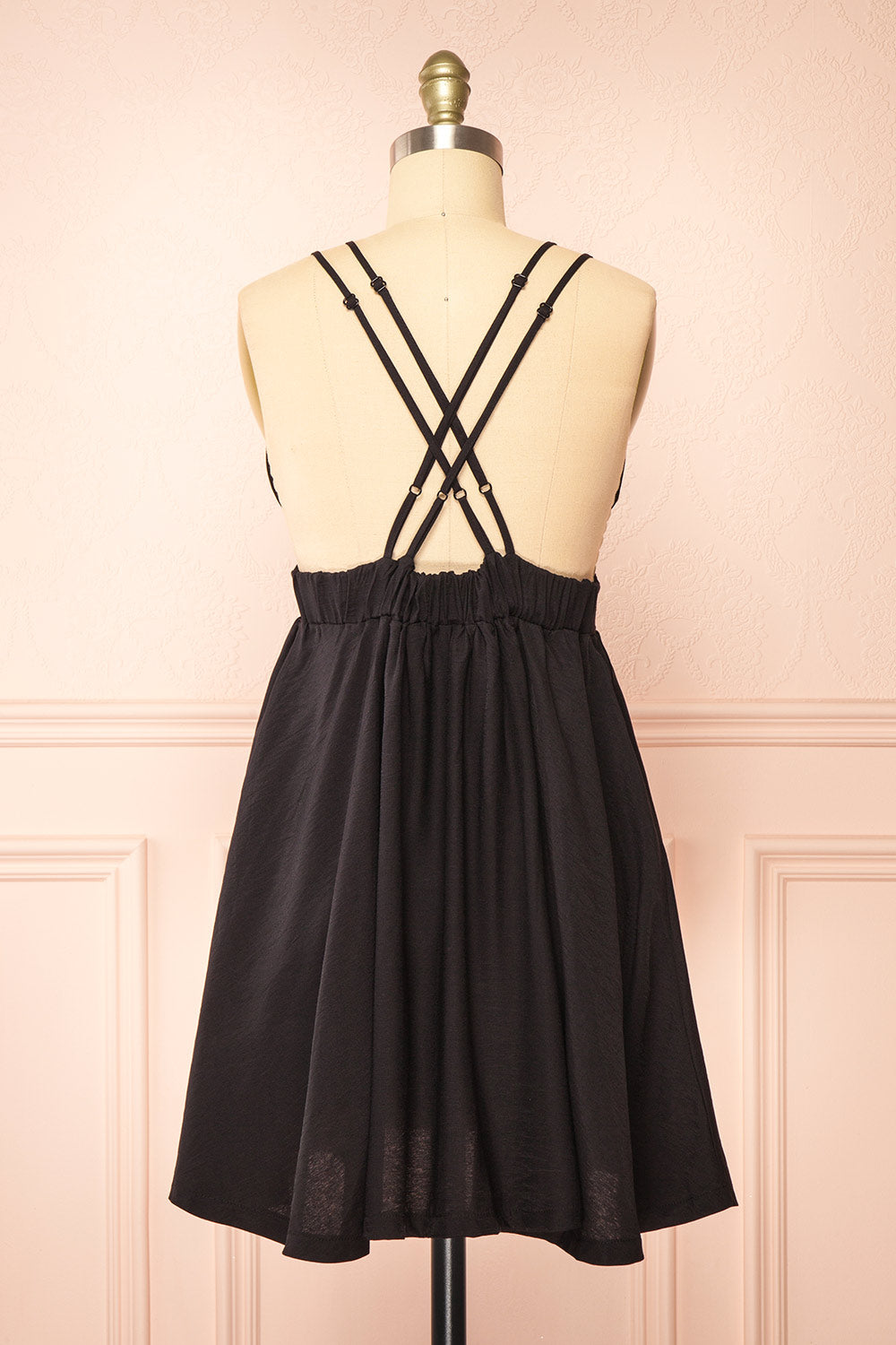 Tillie Short Black Plunging Neckline Dress | Boutique 1861 back view