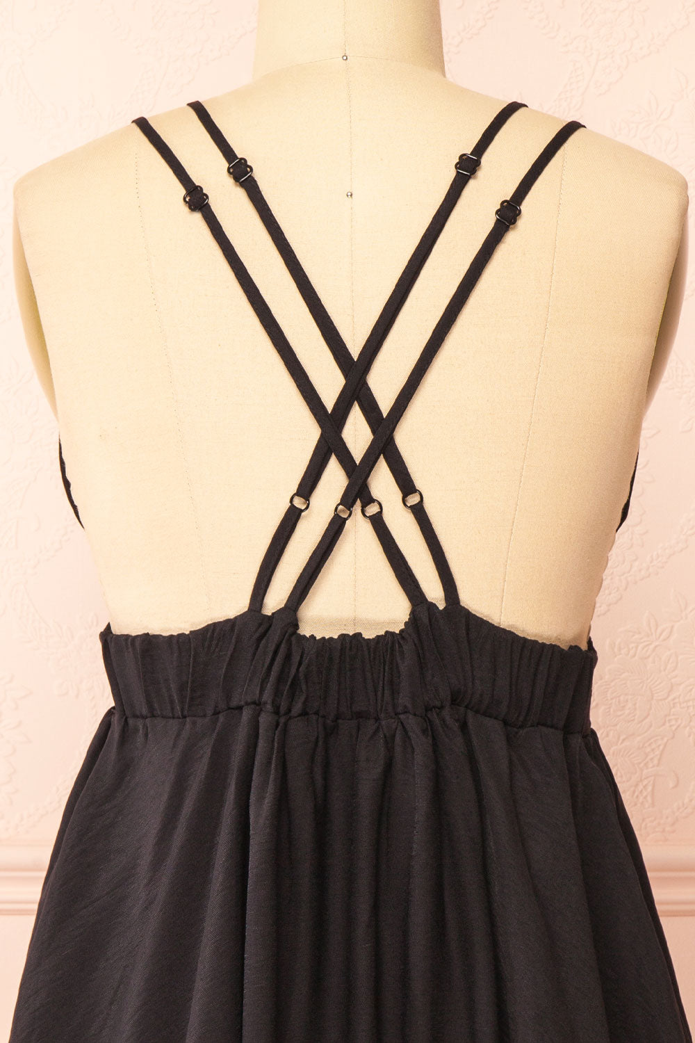 Tillie Short Black Plunging Neckline Dress | Boutique 1861 back cross