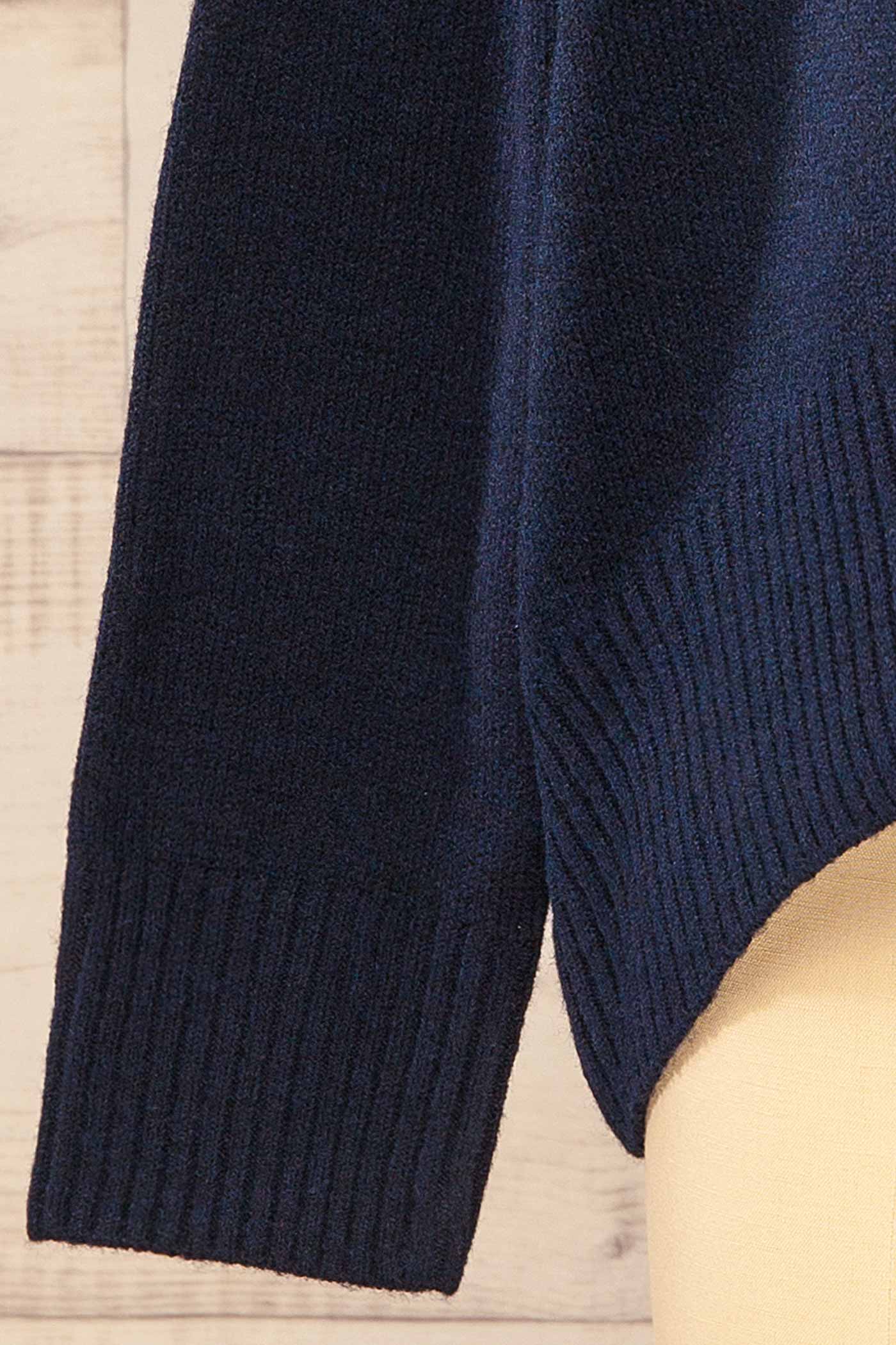 fabric view of Timboon Navy High-Low Knit Sweater at La petite garçonne