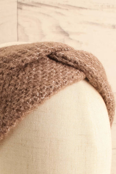 Tiraspol Brown Knit Headband | La petite garçonne front close-up