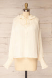 Tobago | Ivory Ruffled Neck Sequin Blouse with Tank Top
