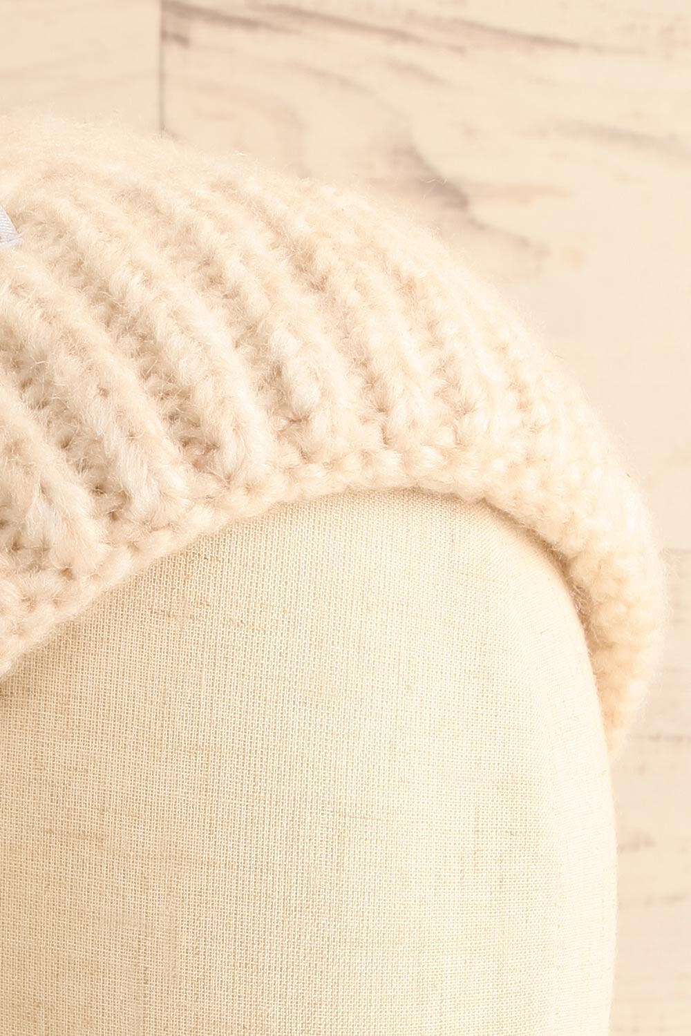 Todatu Ivory Knit Tuque w/ Pompom | La petite garçonne front close-up