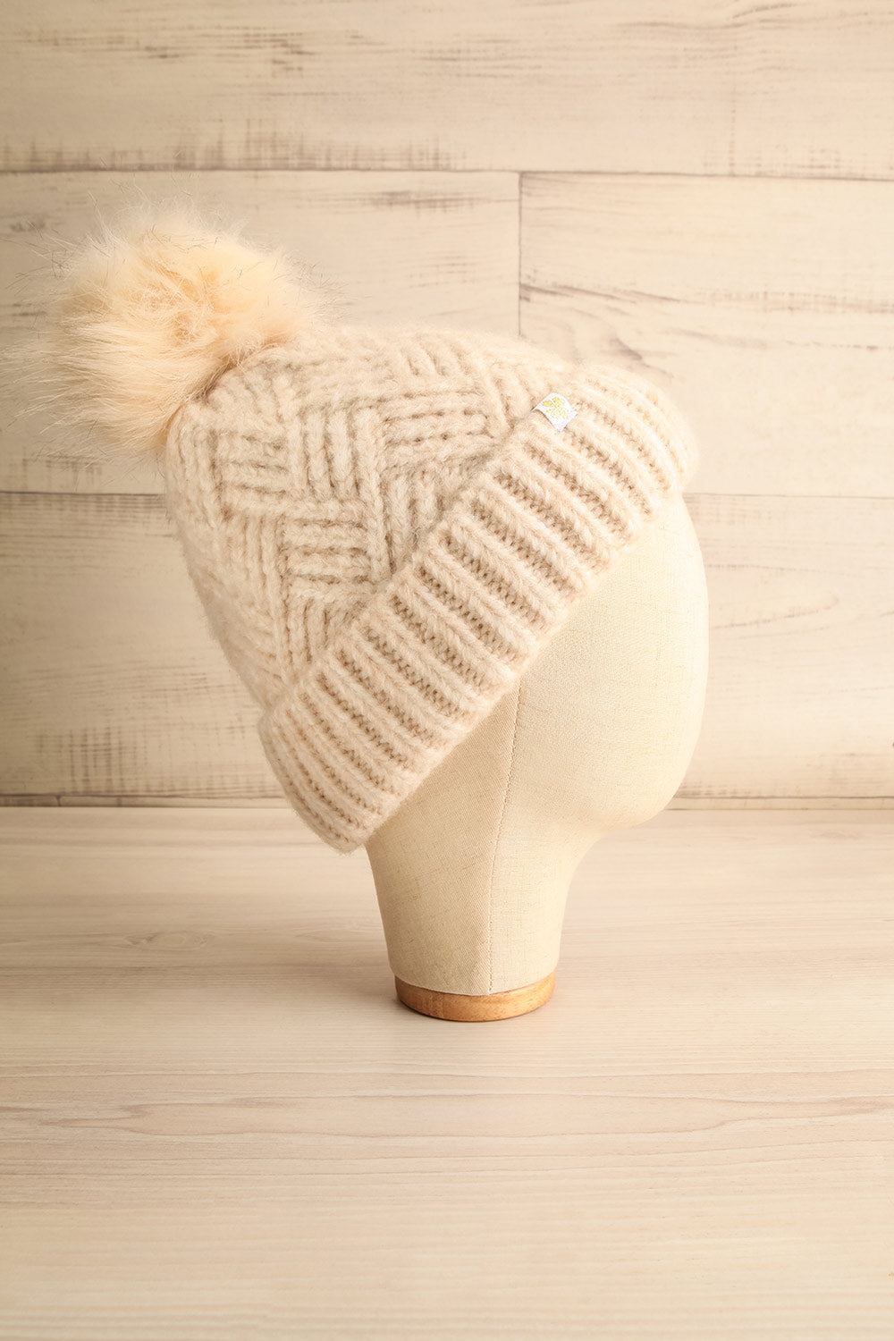 Todatu Ivory Knit Tuque w/ Pompom | La petite garçonne side view