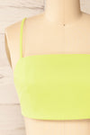 Toluca Green Lace-Up Back Crop Top | La petite garçonne front close-up