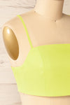 Toluca Green Lace-Up Back Crop Top | La petite garçonne side close-up