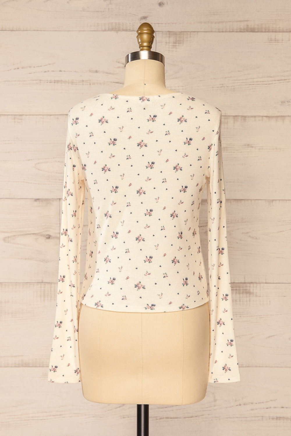 Topona Long-Sleeved Ivory Floral Top | La petite garçonne back view