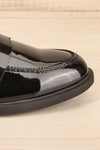 Toro Black Glossy Loafers | La petite garçonne side front close-up