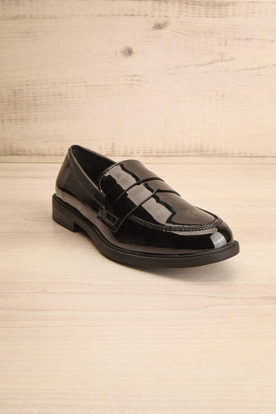 Toro Black Glossy Loafers | La petite garçonne front view