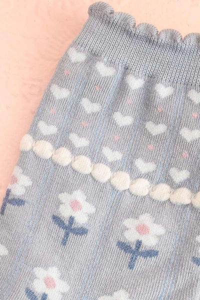 Torri Blue Floral Crew Socks | Boutique 1861 close-up