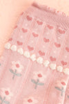 Torri Pink Floral Crew Socks | Boutique 1861 detail