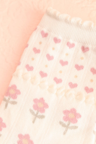 Torri White Floral Crew Socks | Boutique 1861 detail