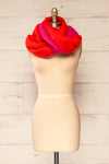 Tostado Soft Fuzzy Knitted Pink & Red Scarf | La petite garçonne front view