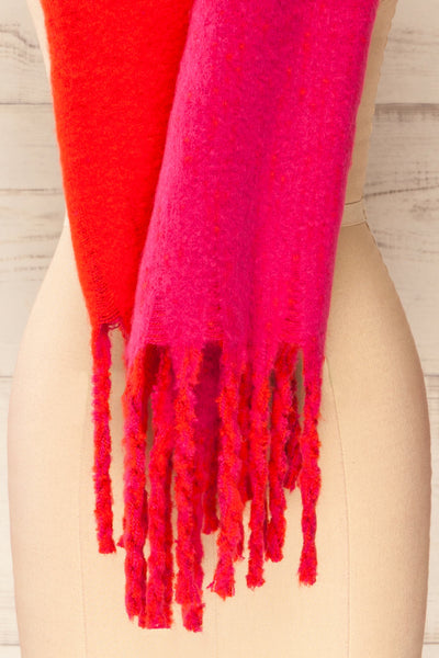 Tostado Soft Fuzzy Knitted Pink & Red Scarf | La petite garçonne bottom