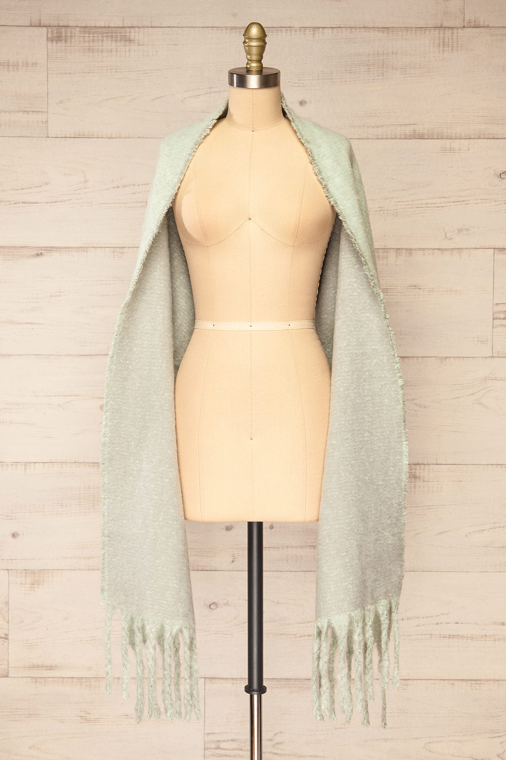 Tostado Mint Soft Fuzzy Knitted Scarf | La petite garçonne shawl view