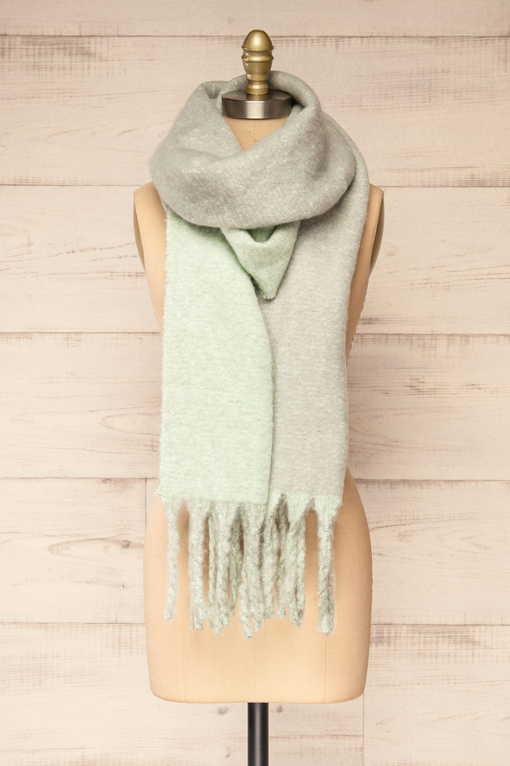 Tostado Mint Soft Fuzzy Knitted Scarf | La petite garçonne front view