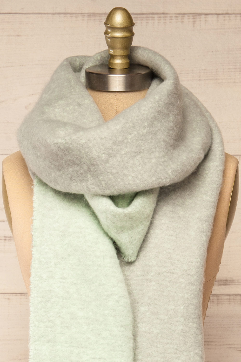 Tostado Mint Soft Fuzzy Knitted Scarf | La petite garçonne front