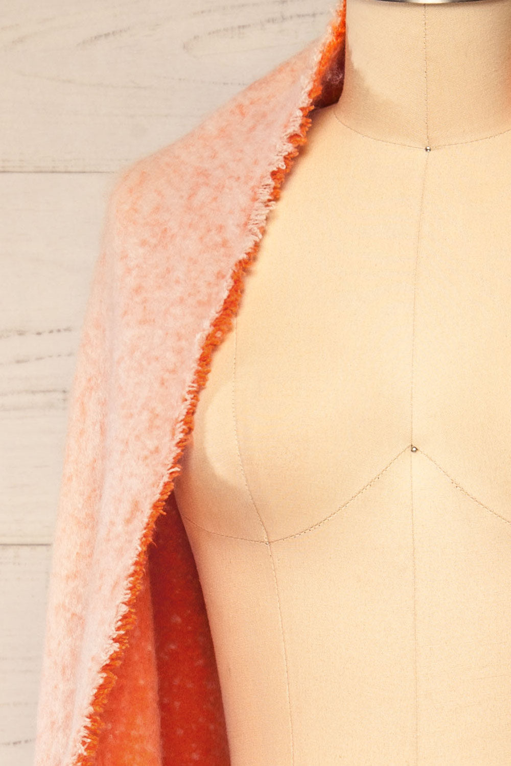 Tostado Orange Soft Fuzzy Knitted Scarf | La petite garçonne shawl close-up