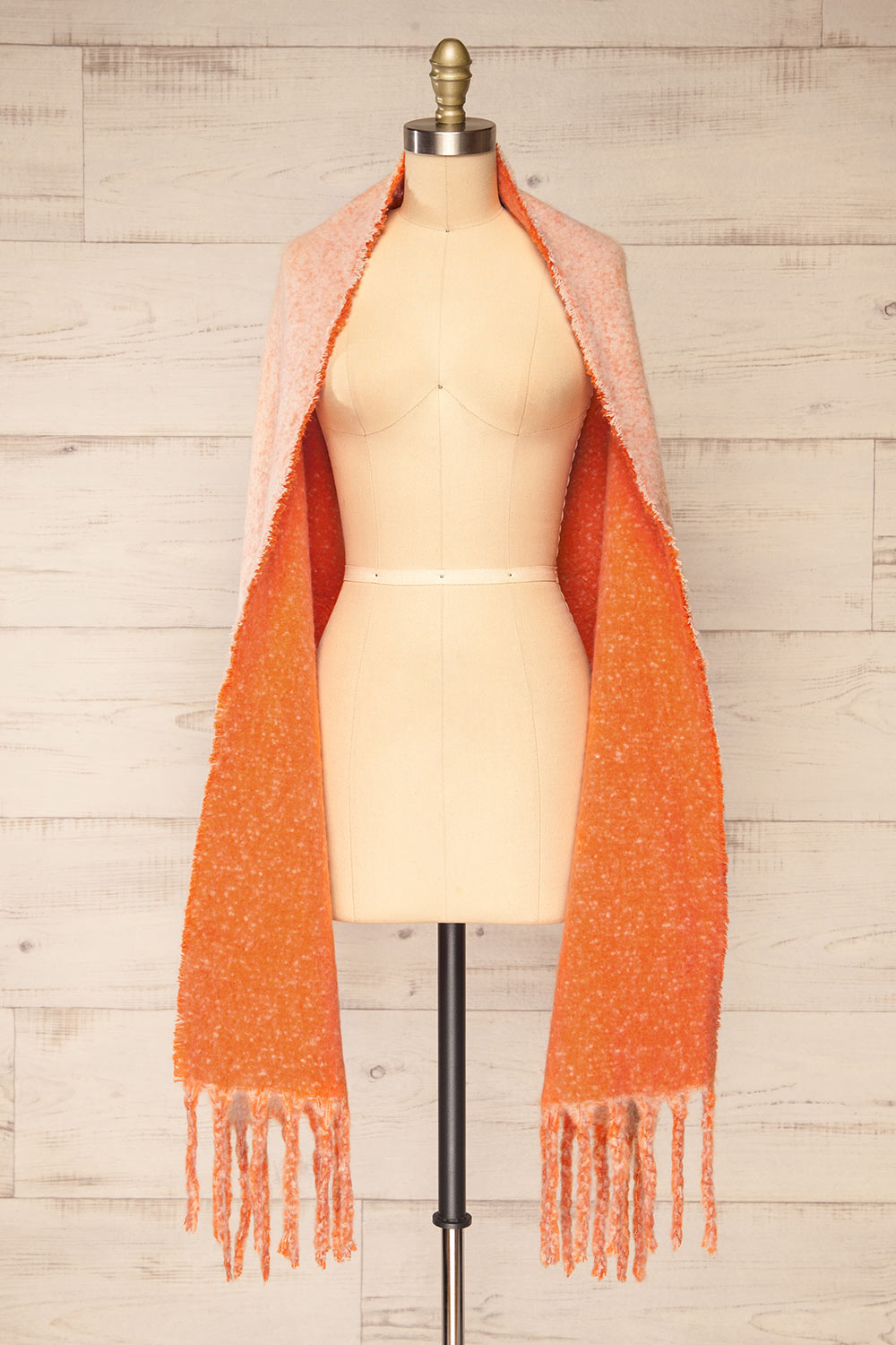 Tostado Orange Soft Fuzzy Knitted Scarf | La petite garçonne shawl 