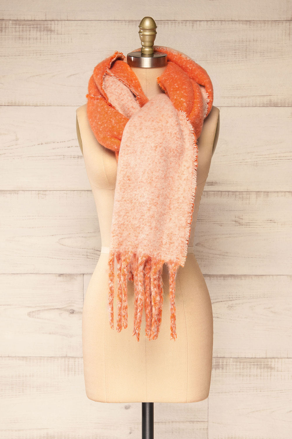 Tostado Orange Soft Fuzzy Knitted Scarf | La petite garçonne 